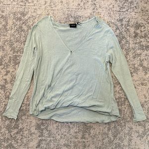 Free People Out From Under Twist Front Long Sleeve Shirt - Sage Green